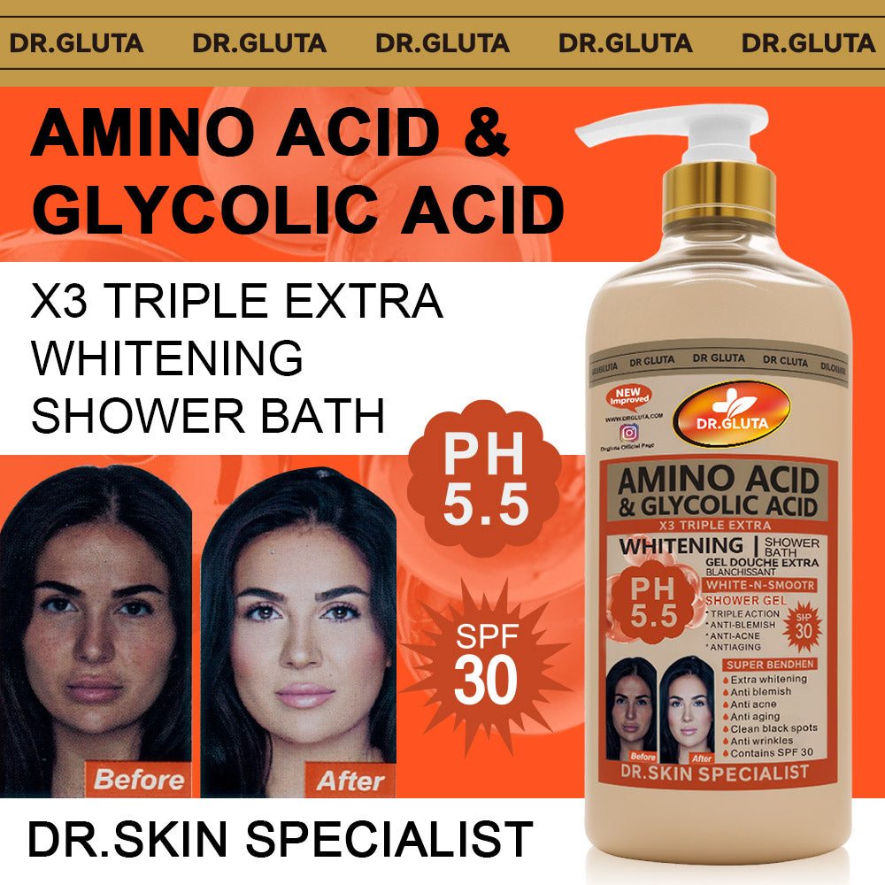Amino Acid & Glycolic Acid Shower Gel Anti-aging Whitening Body Skin Care Brightening Bath Wash