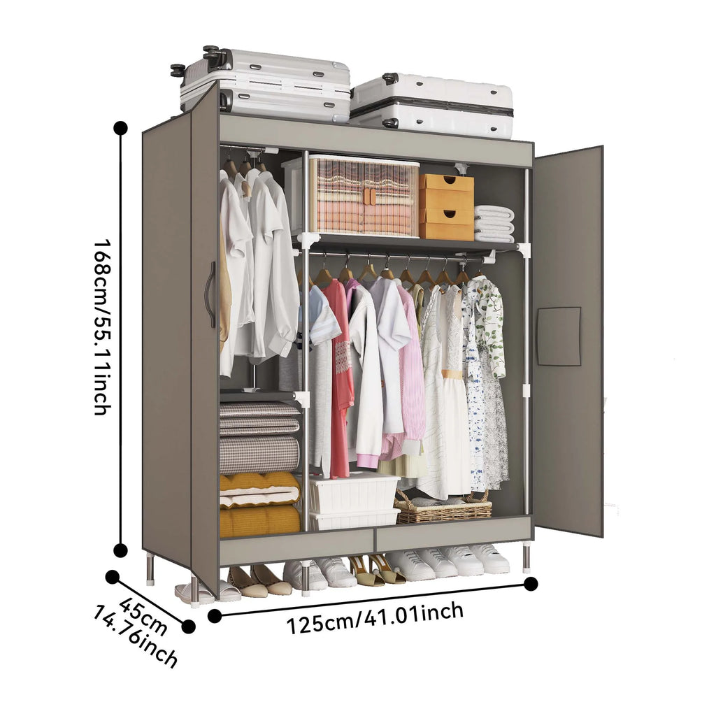 A Simple Wardrobe with Double Doors, Magnetic Adsorption, Thickened Panels, Large Capacity and Strong Load-bearing Capacity