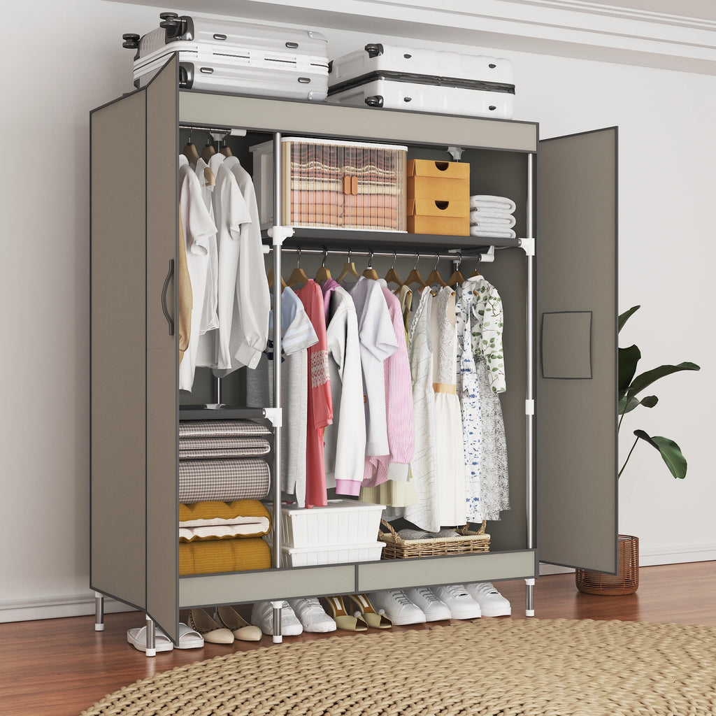 A Simple Wardrobe with Double Doors, Magnetic Adsorption, Thickened Panels, Large Capacity and Strong Load-bearing Capacity