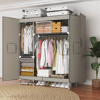 A Simple Wardrobe with Double Doors, Magnetic Adsorption, Thickened Panels, Large Capacity and Strong Load-bearing Capacity