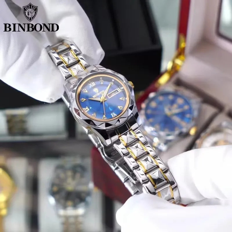 BINBONG B2521 2521 Luxury Quartz Watch Women Stainless  Waterproof Ladies Fashion Dress Wristwatch for Girlfriend Lovers Gift