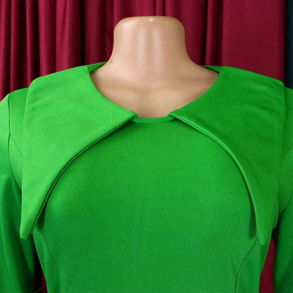 D3201 Latest Design Solid Color V-neck Slim Long Sleeve Dress Ladies Office Dresses Women Formal Work Pencil Career Dresses