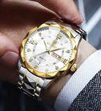 BINBOND 2521 B2521 Men Women Couple Wristwatch Stainless Steel Luminous Quartz Watch for Reloj Montres Homme Relogio Masculino