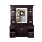 Barbershop Mirror Station with Integrated Storage Space for Salon Furniture