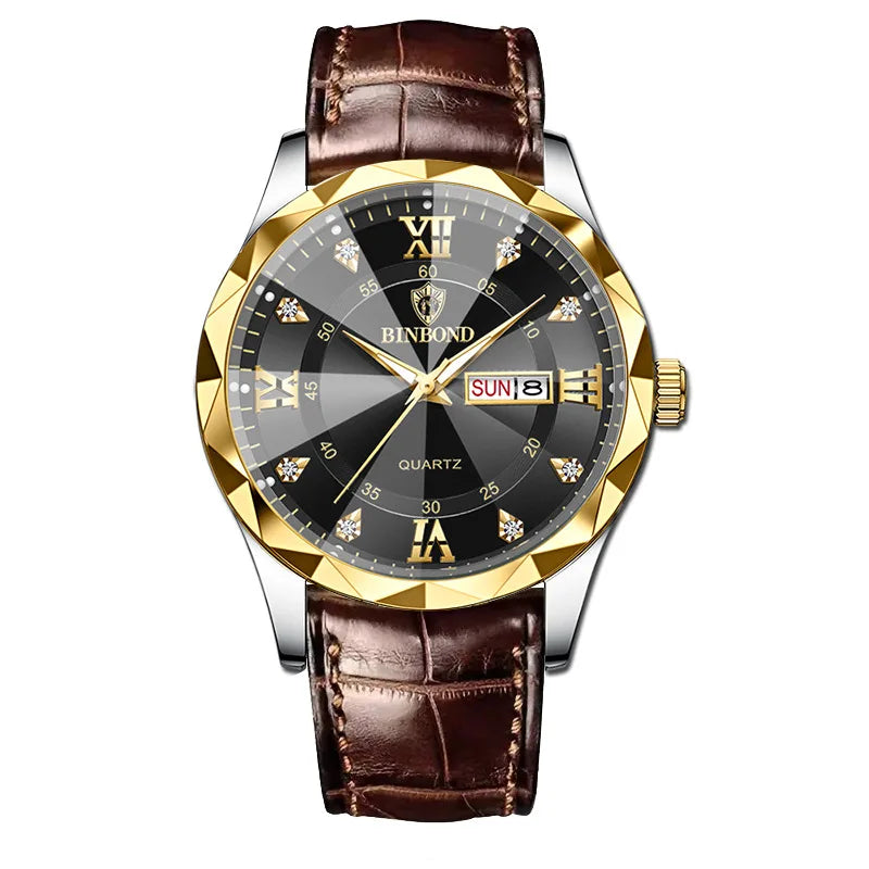 BINBOND 2521 B2521 Men Women Couple Wristwatch Stainless Steel Luminous Quartz Watch for Reloj Montres Homme Relogio Masculino