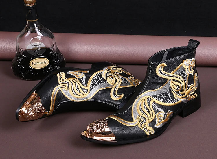 Bottes Botas De Altas Hombre Motocross Ankle Boots  Mens Office Formal Men Dress+Shoes Leather Shoes for Men Shoes Italian