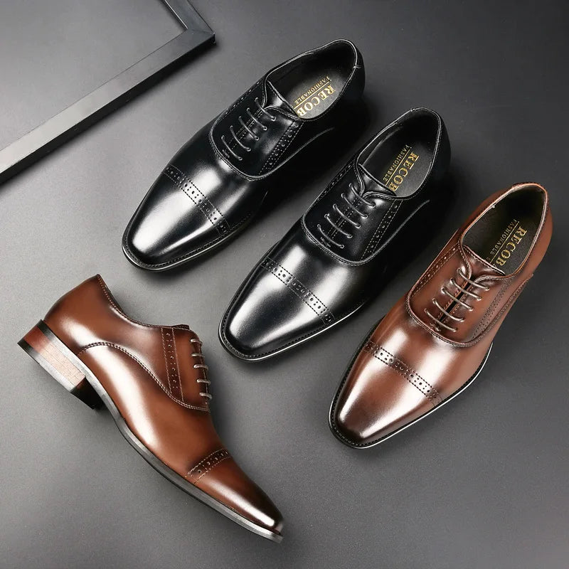 Classic Designers Men's Brogue Shoes Fashion Lace up Men Genuine Leather Dress Shoes & Oxford
