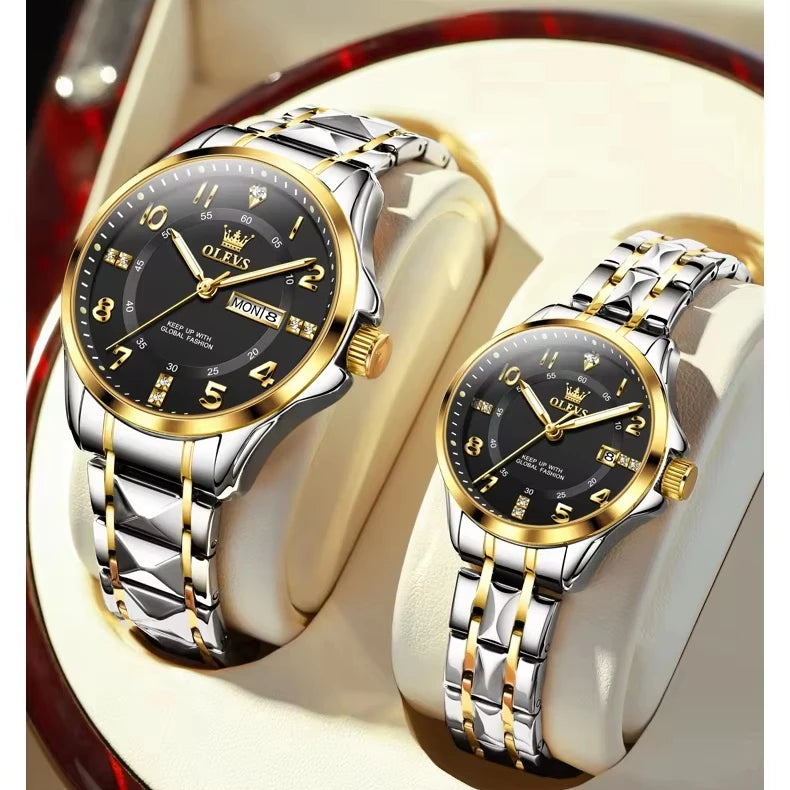Delicate OLEVS 2910 Double Designer Watches Famous Brands Women Men Couples Quartz Watch Set for Lover