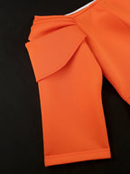 2024 Solid Colour Flower Petal Sleeve Pleated Pencil Package Hip Temperament Through Le Casual Natural Woven Plus Size Dress