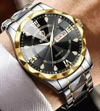 BINBOND 2521 B2521 Men Women Couple Wristwatch Stainless Steel Luminous Quartz Watch for Reloj Montres Homme Relogio Masculino