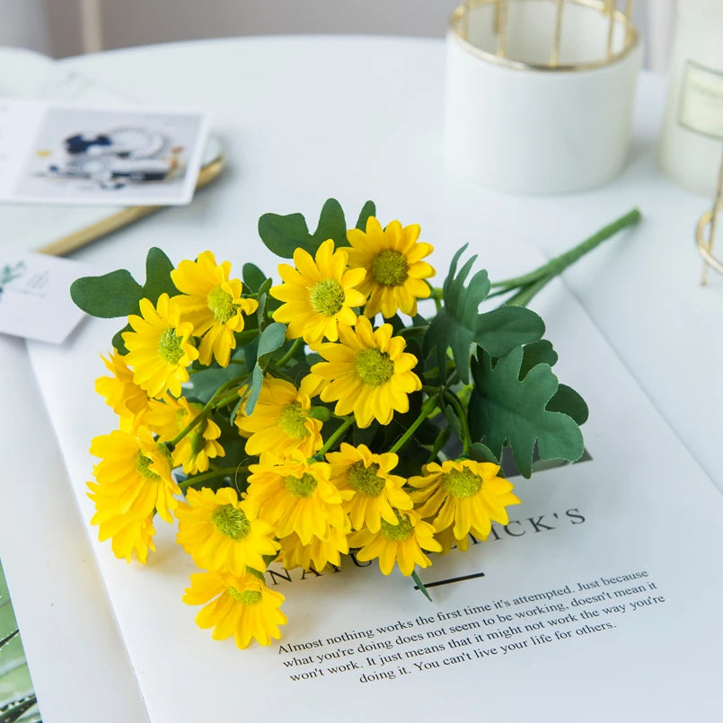 21 Heads Artificialflower Autumn Silk Daisy Bouquet Decor Vase Home Wedding Decor Household Products Holiday Party DIY gift box