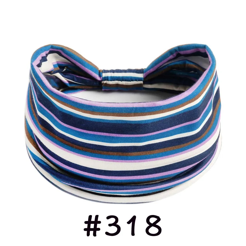 Boho Headbands for Women Knotted Wide Headwrap Turban Yoga Workout Head Bands Stretch Hiarbands Cotton Bandana Hair Accessories