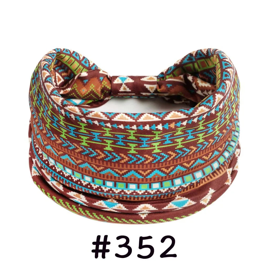 Boho Headbands for Women Knotted Wide Headwrap Turban Yoga Workout Head Bands Stretch Hiarbands Cotton Bandana Hair Accessories
