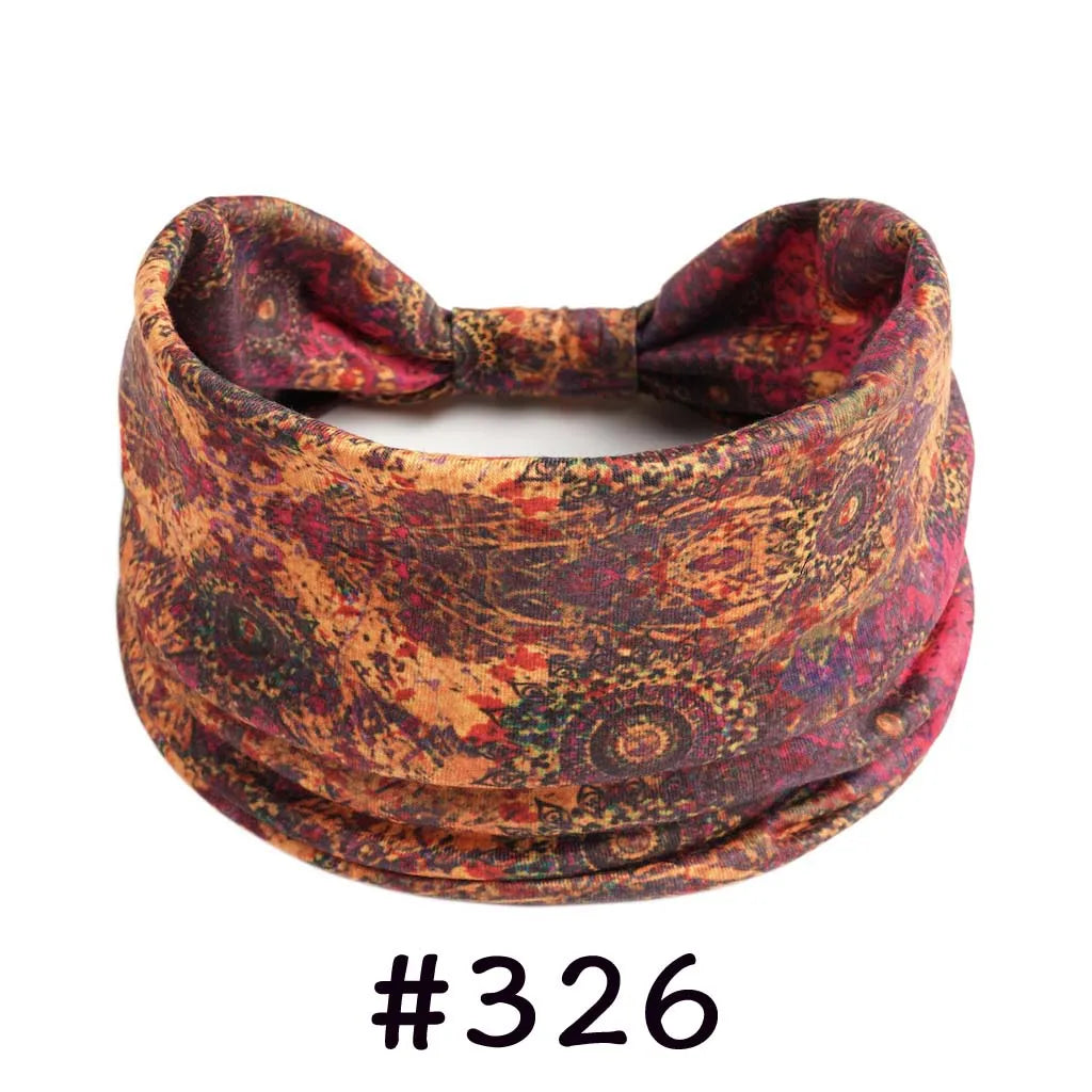 Boho Headbands for Women Knotted Wide Headwrap Turban Yoga Workout Head Bands Stretch Hiarbands Cotton Bandana Hair Accessories