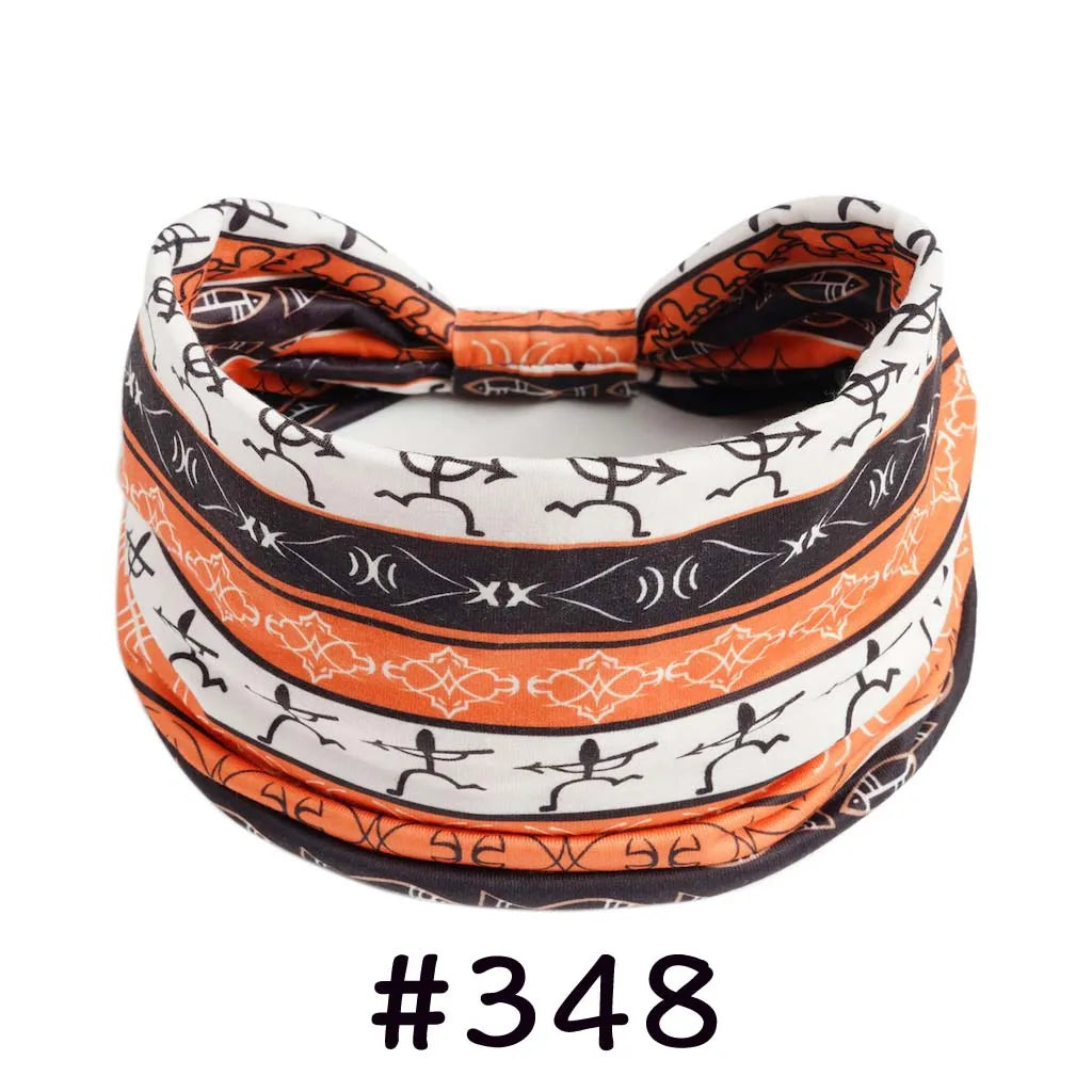 Boho Headbands for Women Knotted Wide Headwrap Turban Yoga Workout Head Bands Stretch Hiarbands Cotton Bandana Hair Accessories