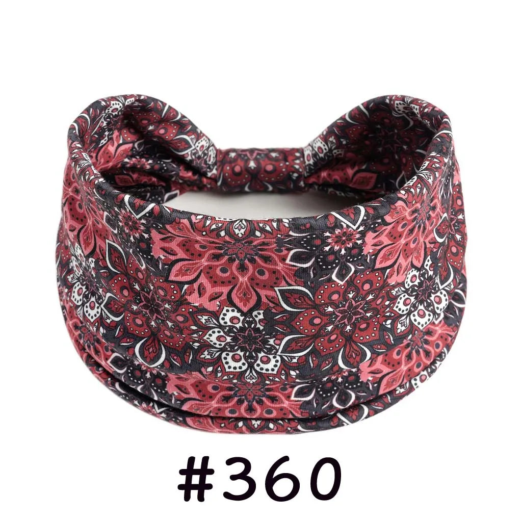 Boho Headbands for Women Knotted Wide Headwrap Turban Yoga Workout Head Bands Stretch Hiarbands Cotton Bandana Hair Accessories