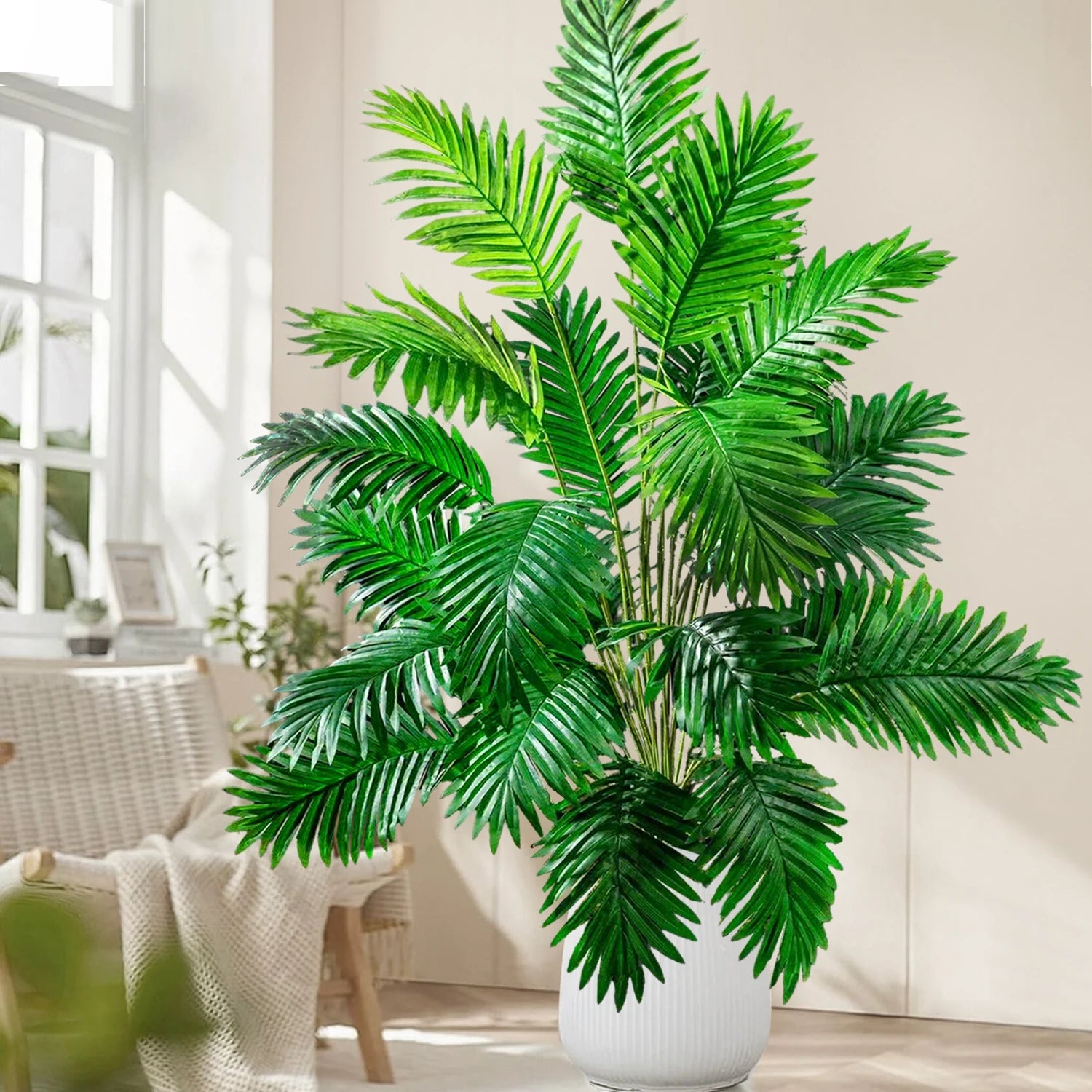 53-123cm  Artificial Palm Tree Tropical Fake Plant Green Plastic Palm Leaf Branches Suitable for Home Garden Decoration