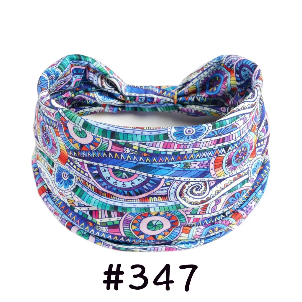 Boho Headbands for Women Knotted Wide Headwrap Turban Yoga Workout Head Bands Stretch Hiarbands Cotton Bandana Hair Accessories
