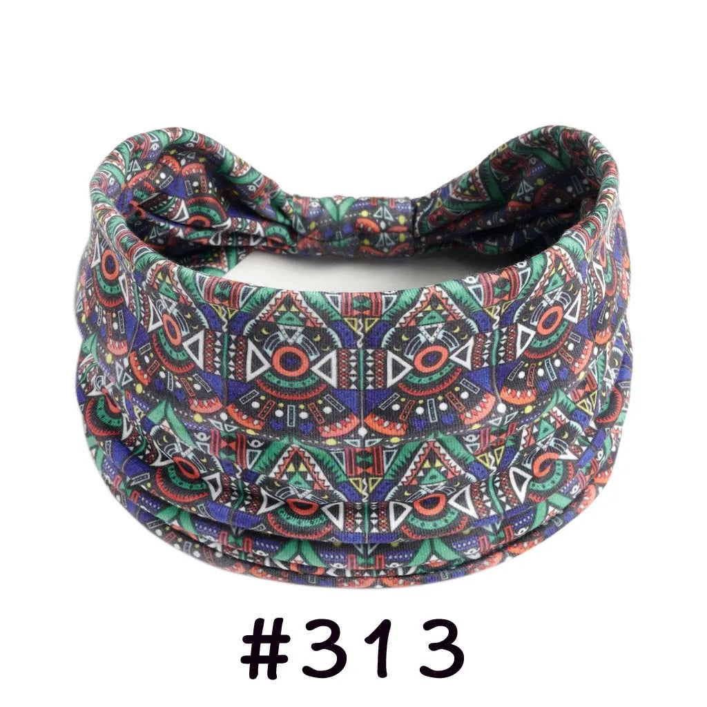 Boho Headbands for Women Knotted Wide Headwrap Turban Yoga Workout Head Bands Stretch Hiarbands Cotton Bandana Hair Accessories