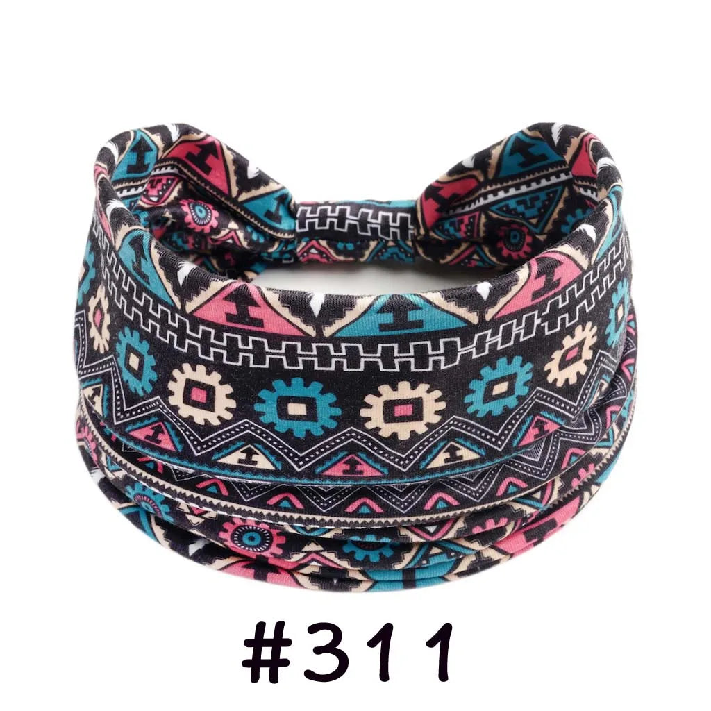 Boho Headbands for Women Knotted Wide Headwrap Turban Yoga Workout Head Bands Stretch Hiarbands Cotton Bandana Hair Accessories