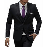 13 Color Basic Style Men's Casual Solid Color 3 Pieces Suits / Male Two Button Blazers Jacker Coat Trousers Pants Vest Waistcoat