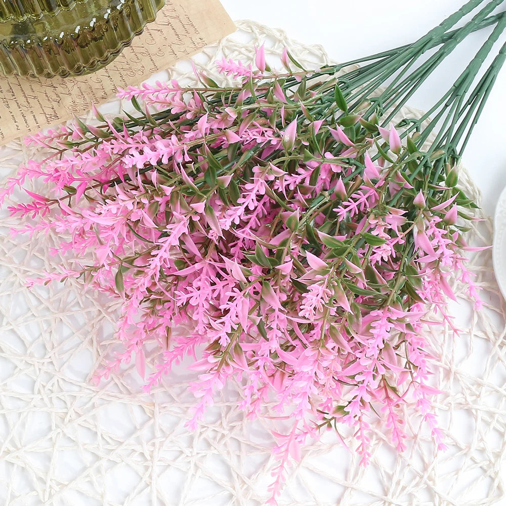 Artificial Flower Plastic Lavender Fake Plant Wedding Home Garden Decoration Bridal Bouquet Photography Props Household Products