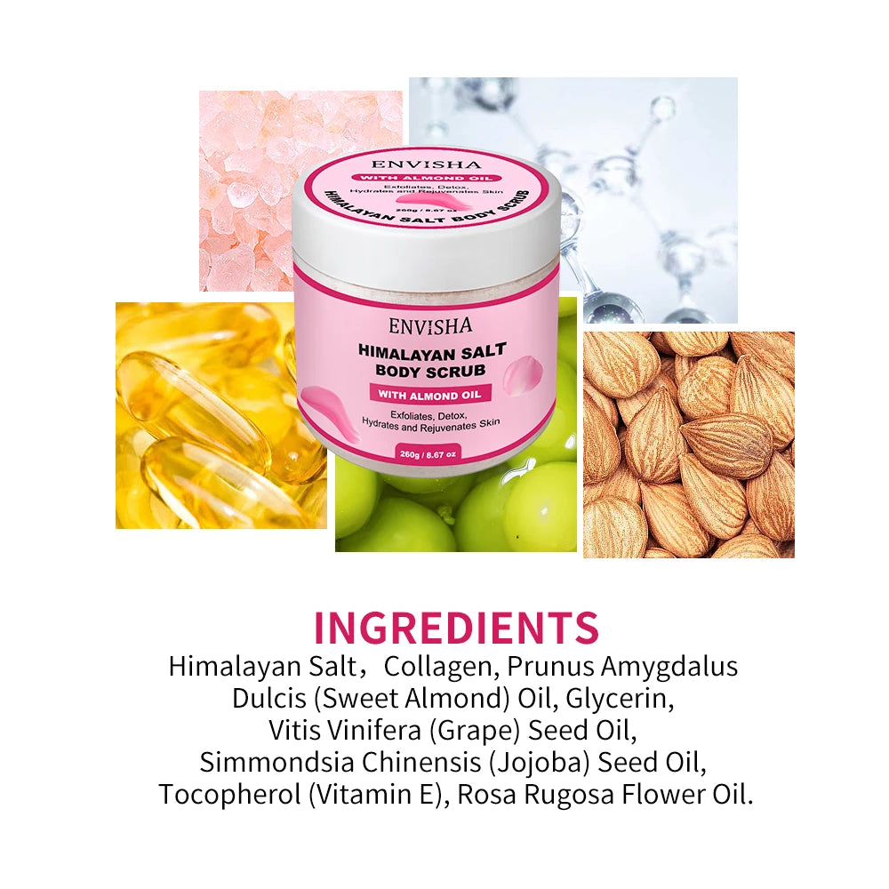 ENVISHA Beauty Health Rose Body Massage Bath Salt Scrub Exfoliating Moisturizing Nourish Soften Whitening Skin Care Shrink Pores