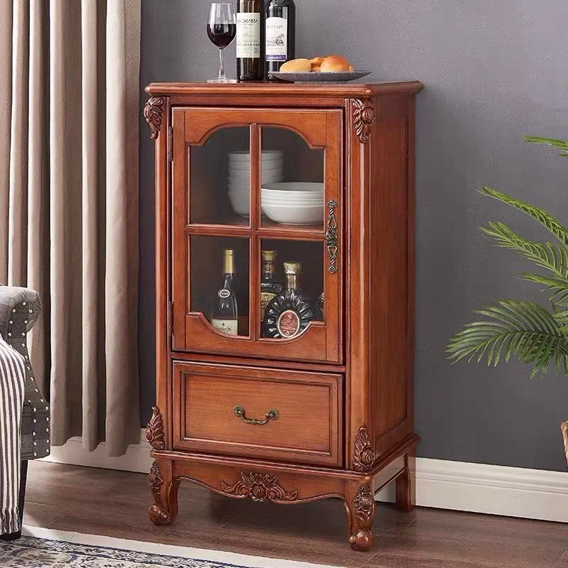 American solid wood wine cabinet, living room single door