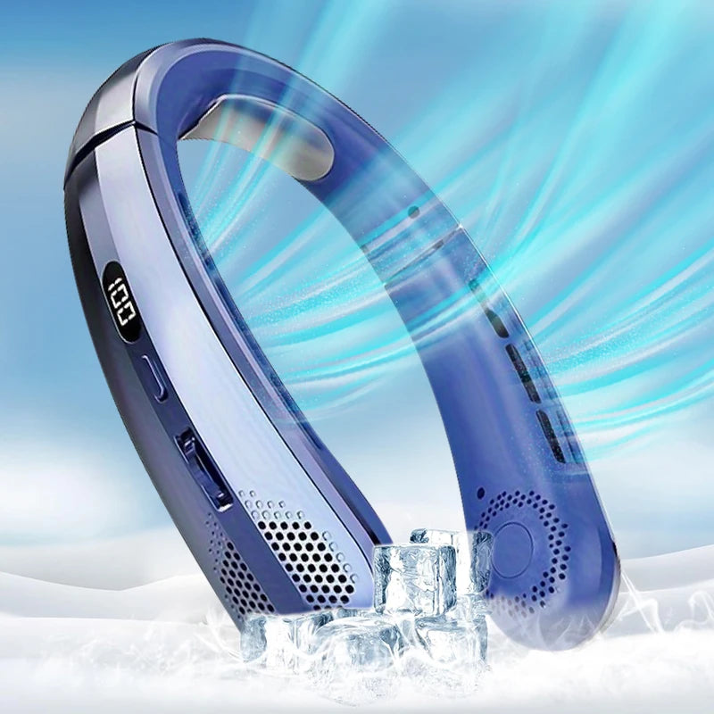 Xiaomi 8000mAh Electric Hanging Neck Fan Portable Bladeless Mini Rechargeable Mute LED Digital Display Air Cooler For Outdoor