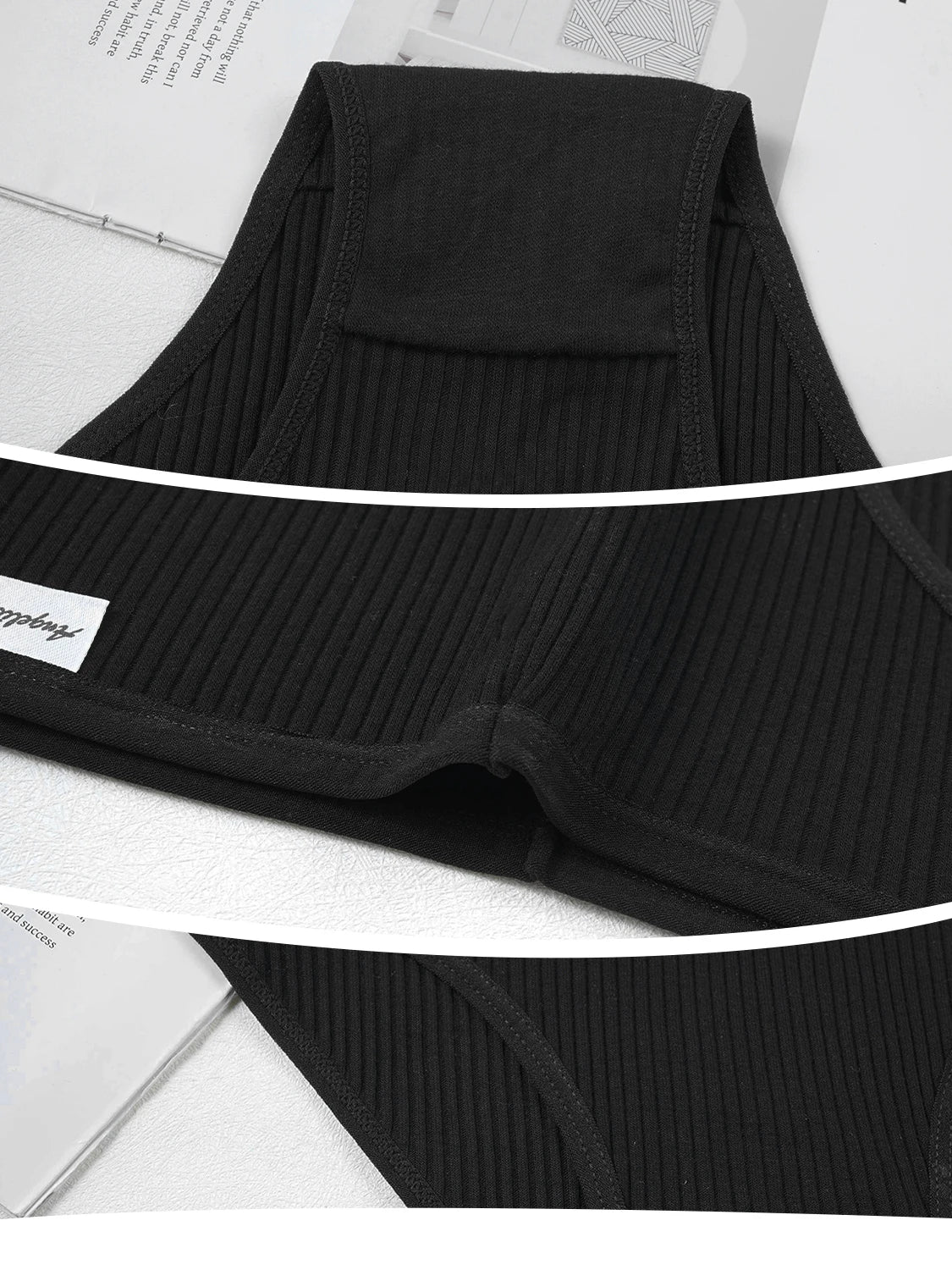 5PCS Black Cotton Women Panties Sexy Low Waist Underpants Girls Solid Color Striped Briefs Lingerie Breathable Underwear XS-XXL