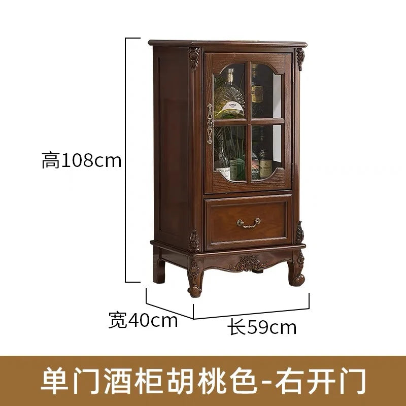American solid wood wine cabinet, living room single door