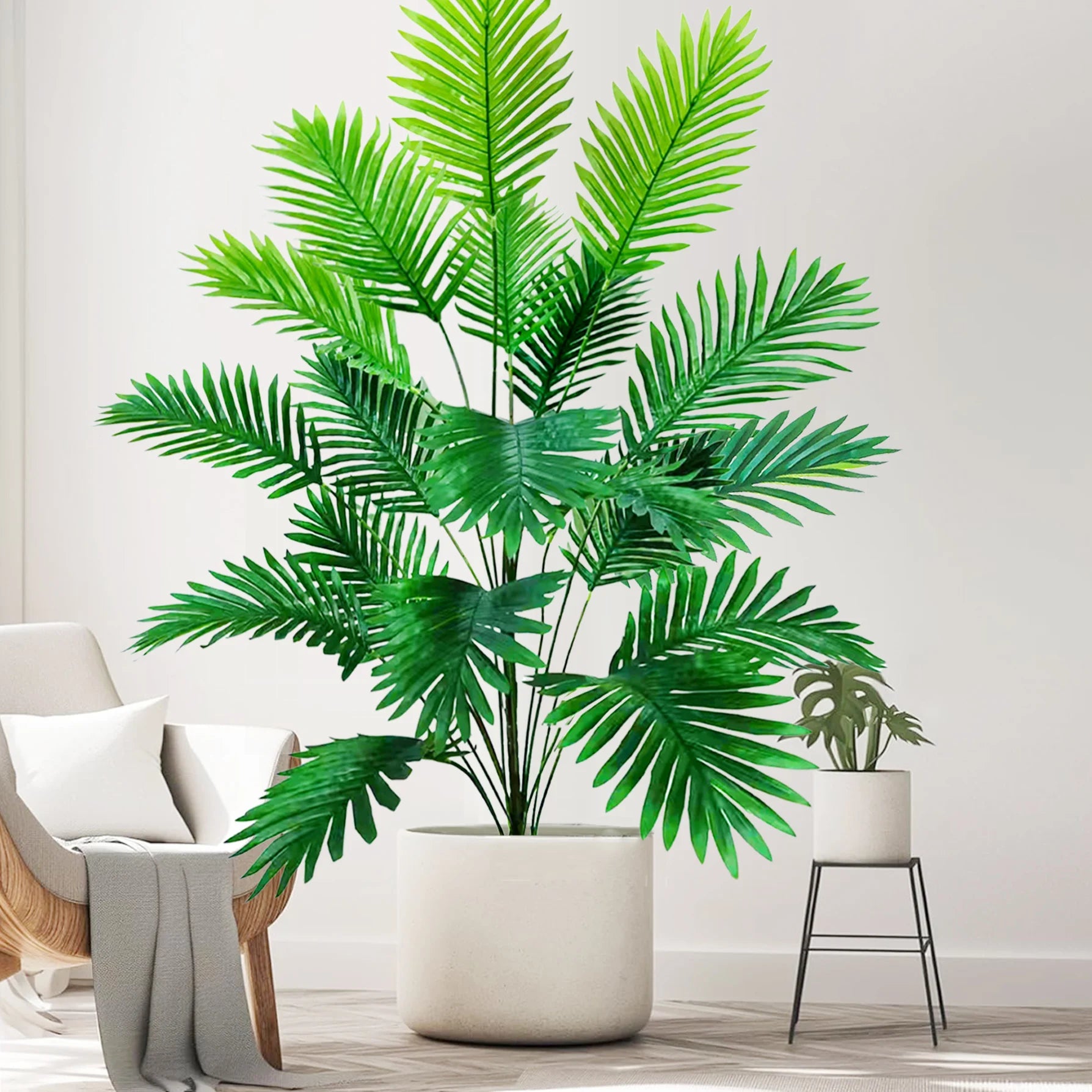 53-123cm  Artificial Palm Tree Tropical Fake Plant Green Plastic Palm Leaf Branches Suitable for Home Garden Decoration