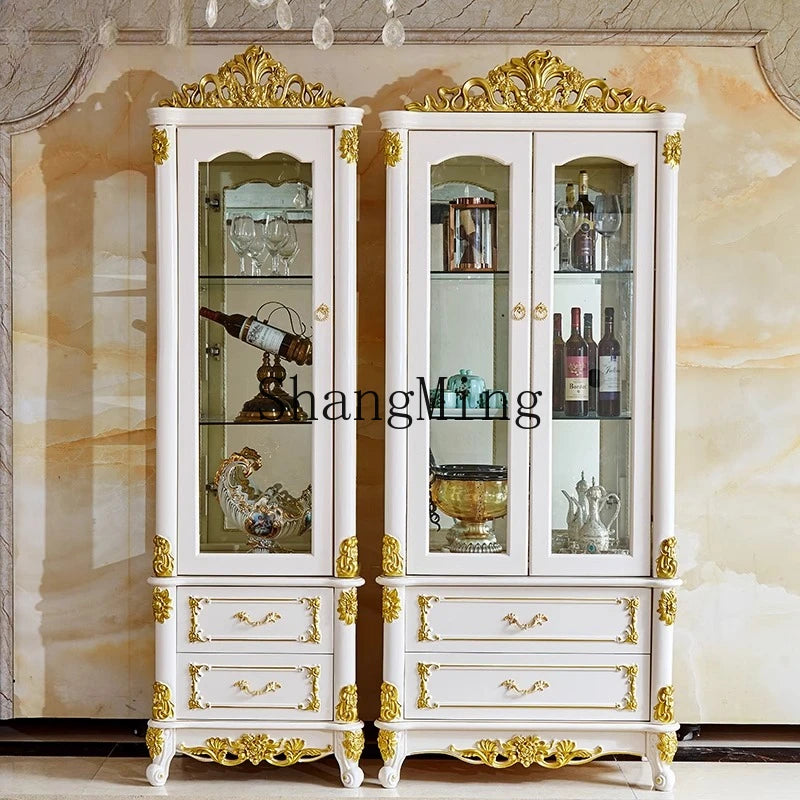 DHY household solid wood glass display cabinet dining room single and double door cabinet storage cabinet