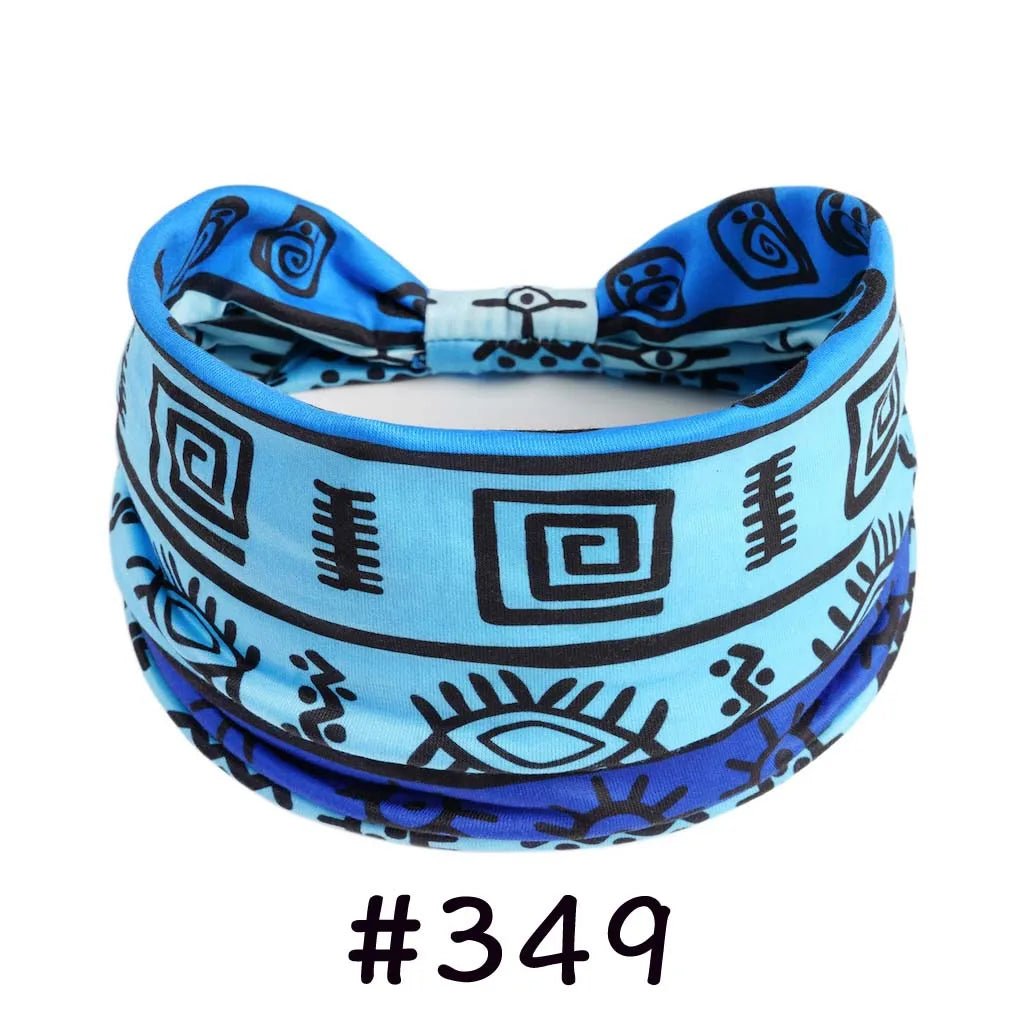 Boho Headbands for Women Knotted Wide Headwrap Turban Yoga Workout Head Bands Stretch Hiarbands Cotton Bandana Hair Accessories