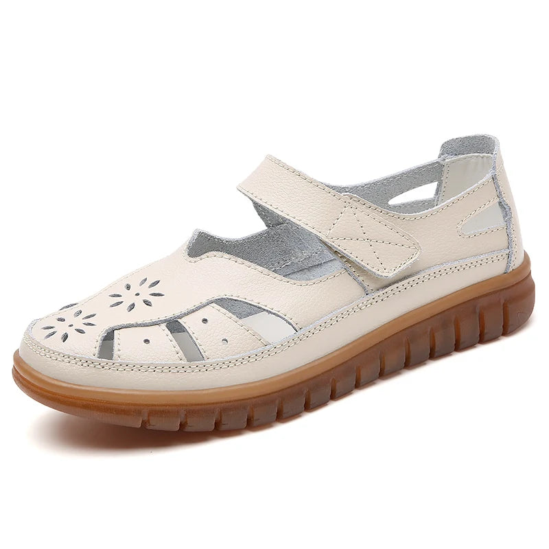 New Summer Women Sandals Ladies Roman Shoes Comfortable Flats Walking Slippers Covered Toe Beach Shoes Fashion White Shose