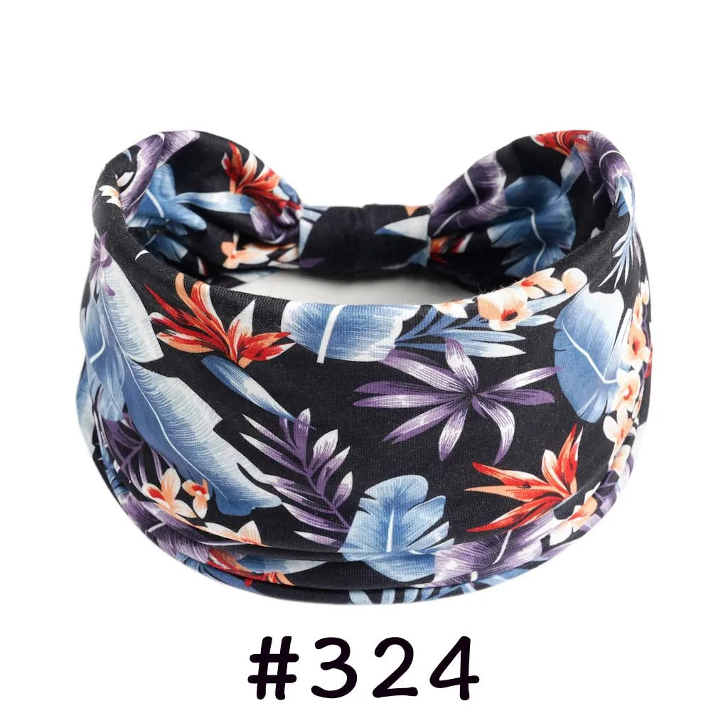 Boho Headbands for Women Knotted Wide Headwrap Turban Yoga Workout Head Bands Stretch Hiarbands Cotton Bandana Hair Accessories