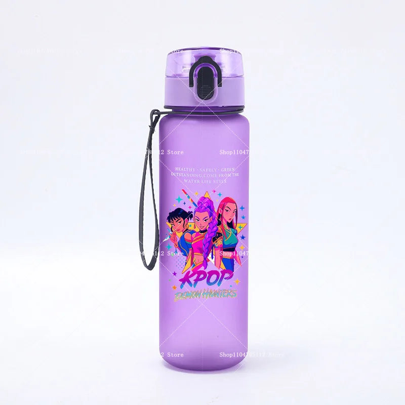 650ML KPop Demon Hunters Water Cup Trend Simple Frosted Sports Water Cup Boys Girl Portable Drop-proof Outdoor Fitness Jug Gift
