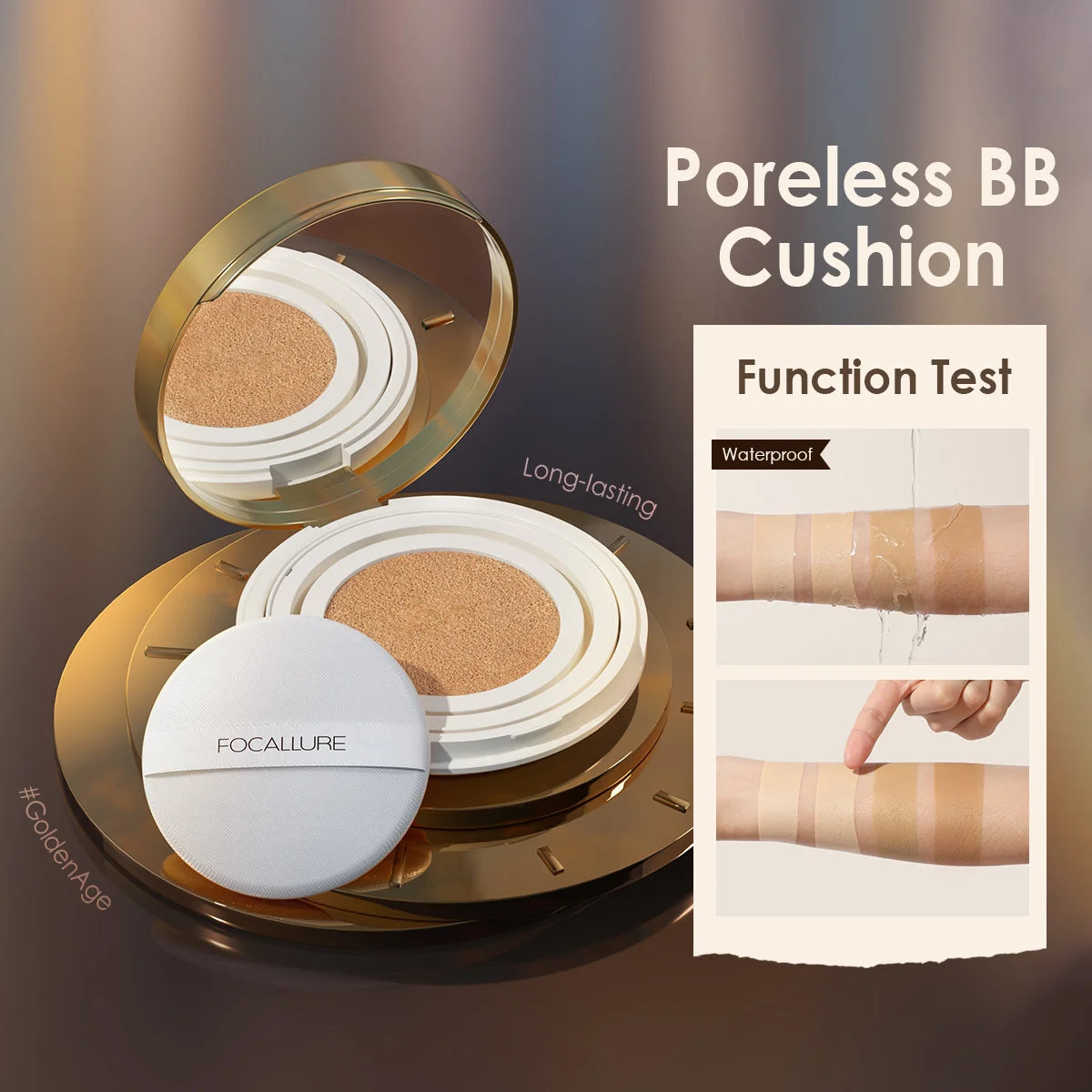 FOCALLURE Foundation Air Cushion Waterproof Matte Base Poreless High Coverage Face Cream Nutritious Smooth Foundation Makeup