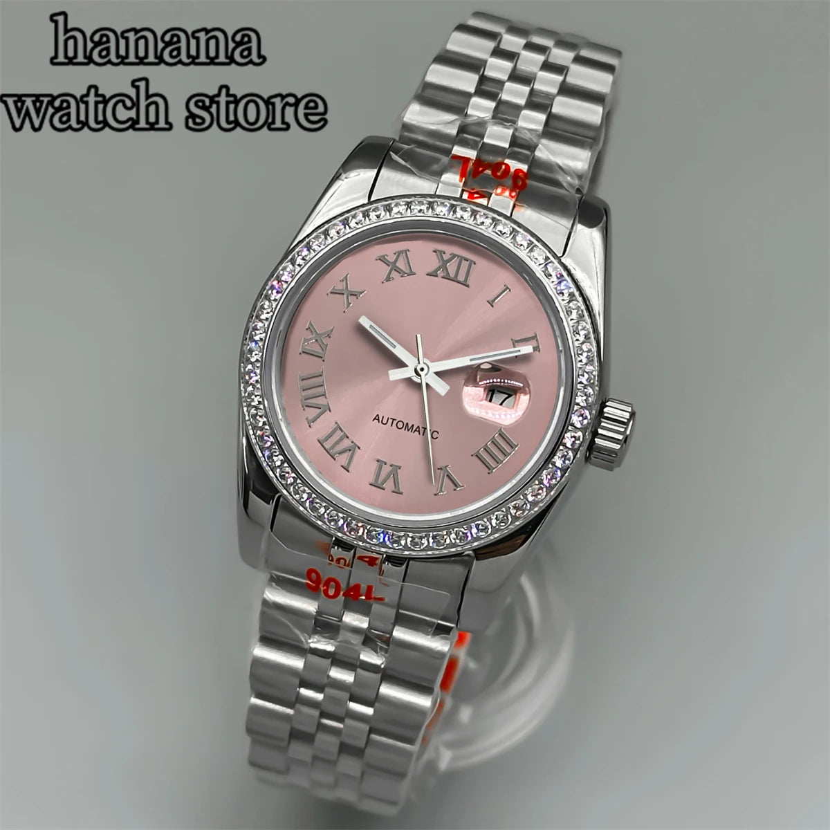 BLIGER 31mm NH05 Silver Gold Women's automatic watch with Diamond bezel Sunlit White mother-pearl dial stainless steel bracelet