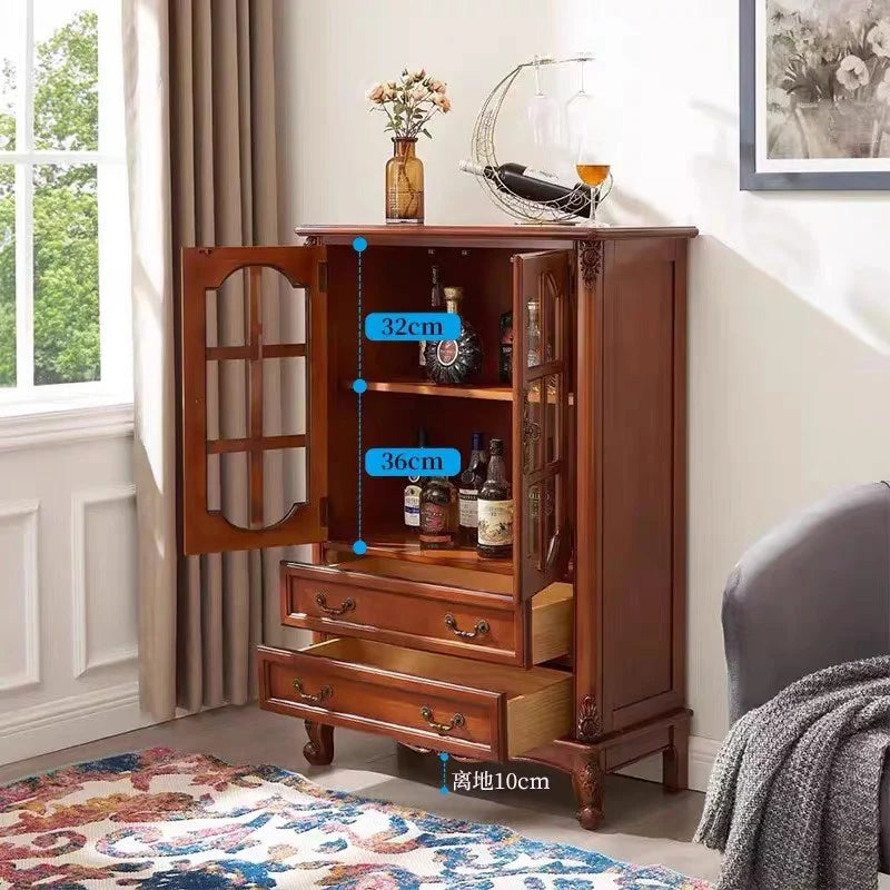 American solid wood wine cabinet, living room single door