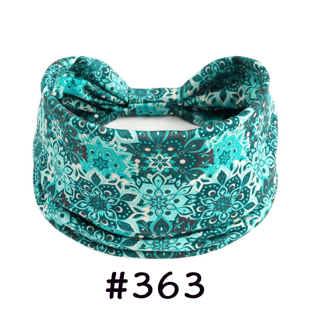 Boho Headbands for Women Knotted Wide Headwrap Turban Yoga Workout Head Bands Stretch Hiarbands Cotton Bandana Hair Accessories
