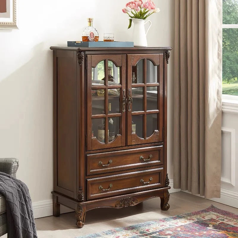 American solid wood wine cabinet, living room single door