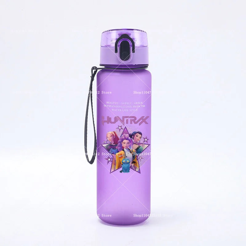 650ML KPop Demon Hunters Water Cup Trend Simple Frosted Sports Water Cup Boys Girl Portable Drop-proof Outdoor Fitness Jug Gift