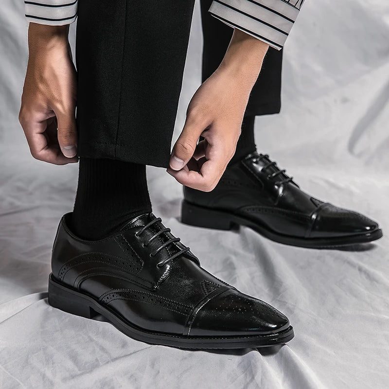 2022 High Quality Handmade Oxford Dress Shoes Men Genuine Cow Leather Suit Shoes Footwear Wedding Formal Italian Shoes Casual