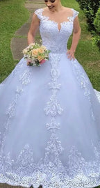Brides Wedding Dress V-neck Luxury Lace Wedding Gown With Train Classic Ball Gown Plus Size Customized Vestido De Noiva