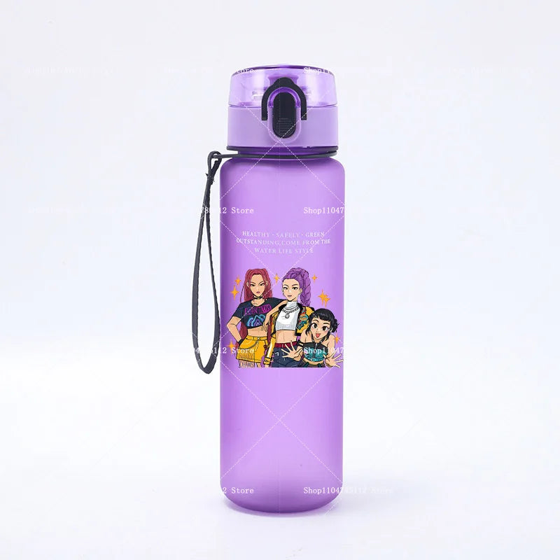 650ML KPop Demon Hunters Water Cup Trend Simple Frosted Sports Water Cup Boys Girl Portable Drop-proof Outdoor Fitness Jug Gift