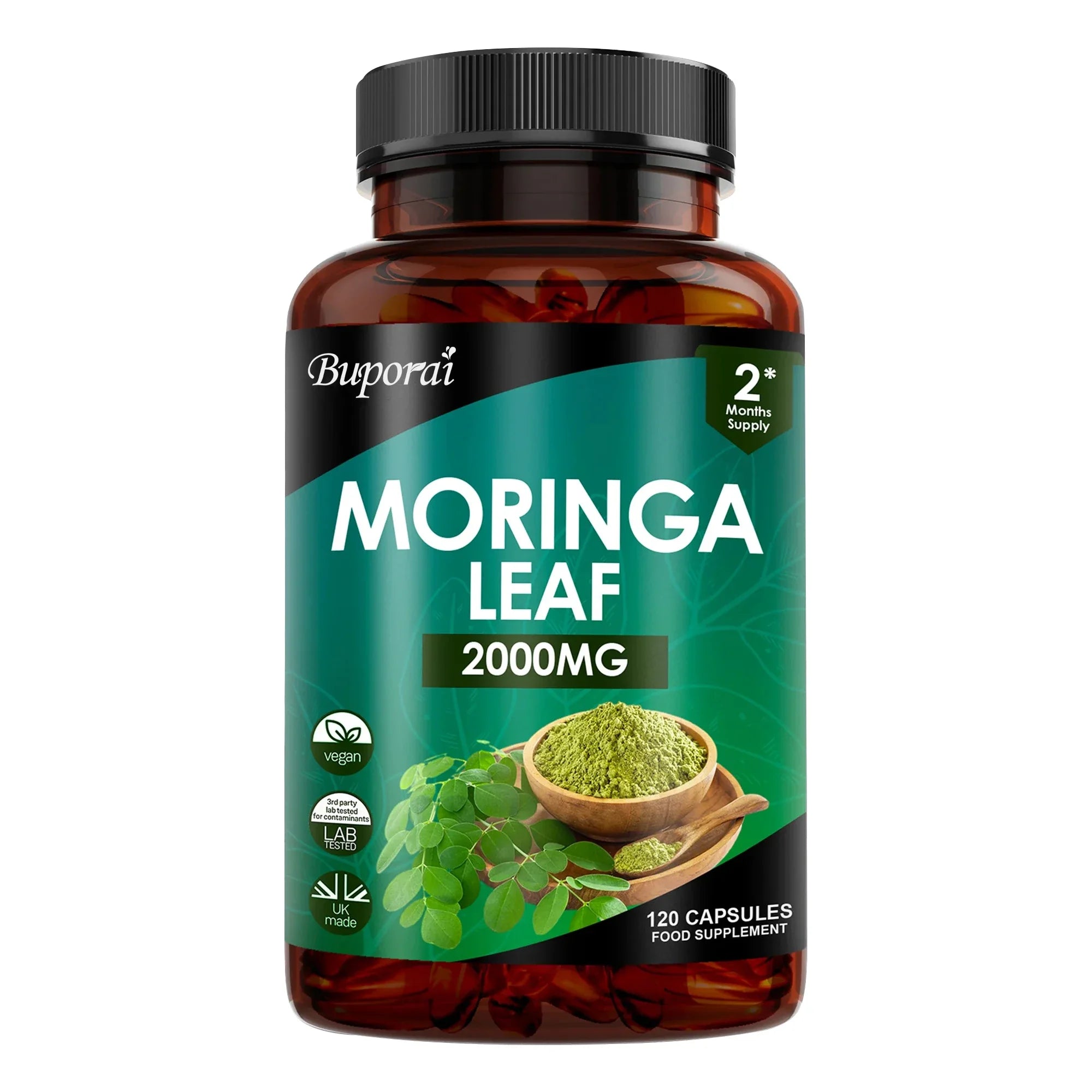 Moringa Leaf Capsules - Supports Digestive and Intestinal Health, Antioxidants, Nourishes Skin, Improves Energy Levels