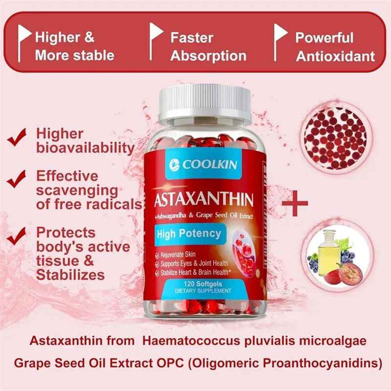 Astaxanthin Capsules - Promotes Cardiovascular Health and Accelerates Metabolism supporting Eye, Joint and Skin Health