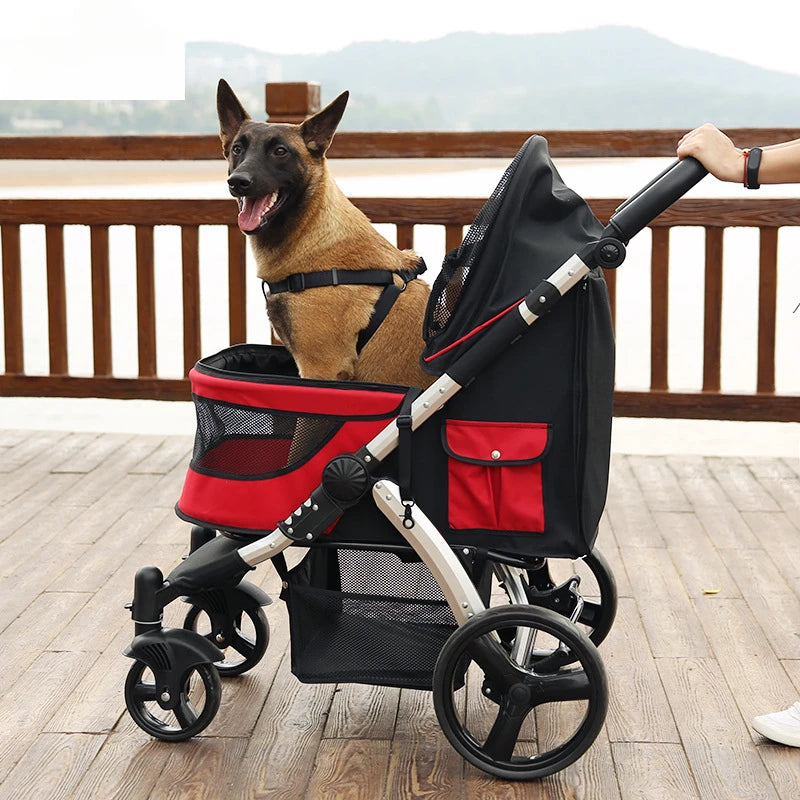 Foldable Large Size Luxury Pet Cart Large Dog Cart Multiple Cats for Outdoor Strolling Dog Walking Cart Portable 2024 Newest