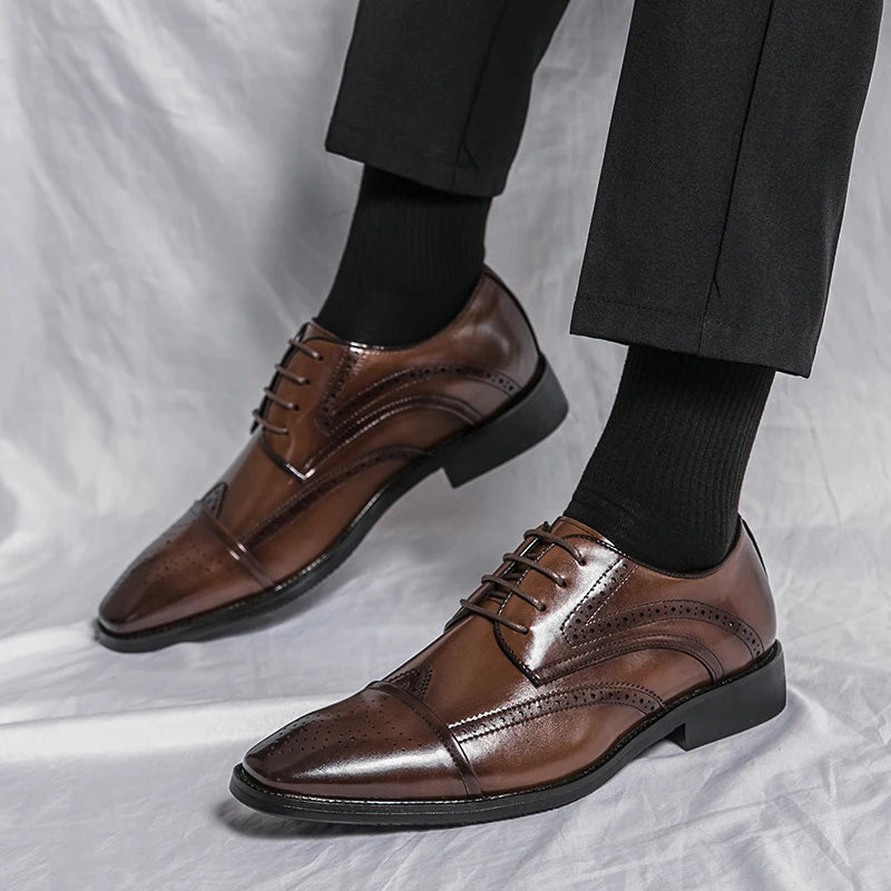 2022 High Quality Handmade Oxford Dress Shoes Men Genuine Cow Leather Suit Shoes Footwear Wedding Formal Italian Shoes Casual